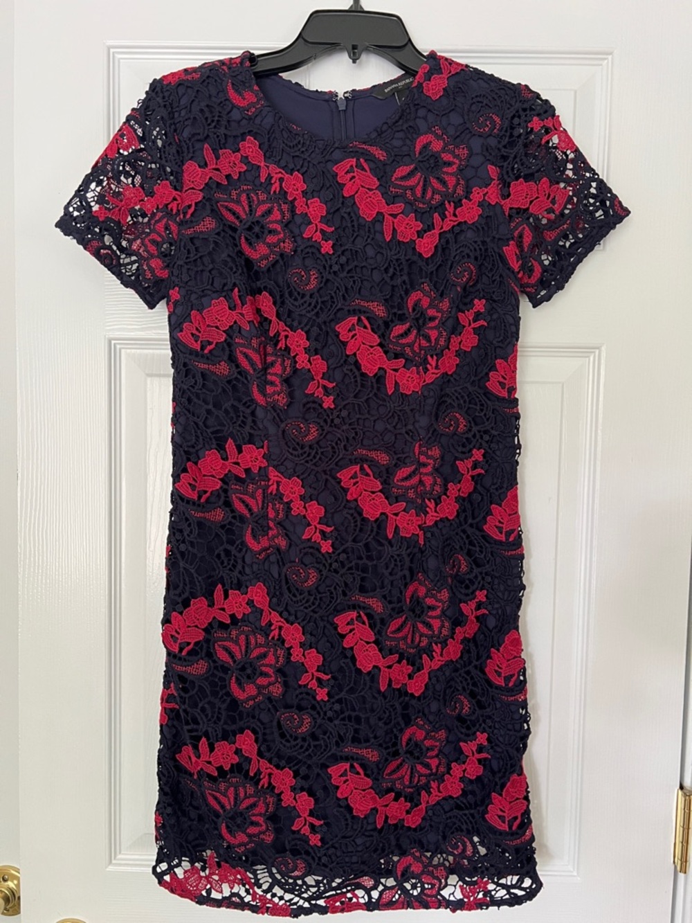 BANANA REPUBLIC navy red lace dress size 0